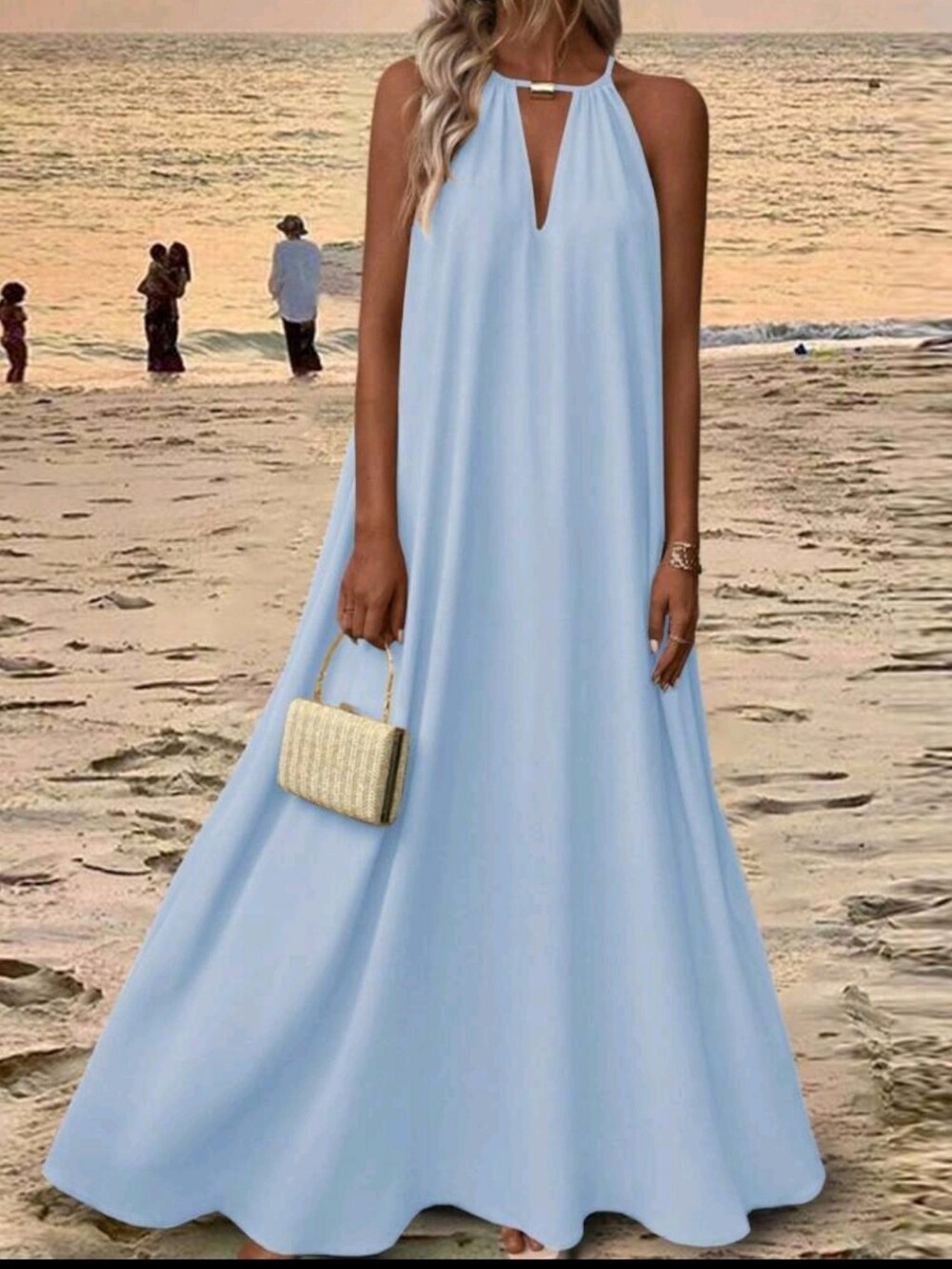 Mint Blue Halter Maxi Dress - Elegant Summer Style